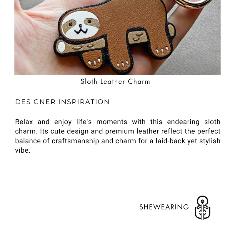 Premium Sloth Leather Charm – Handcrafted French Full-Grain Goatskin Bag Charm Gift Lovely Creative