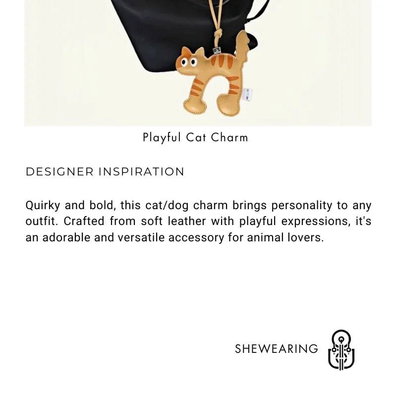 Leather Bag Charm – Playful Orange Cat Keychain Doll for Couples and Festive Gifting