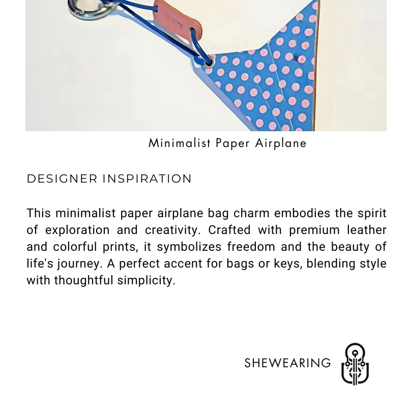 Premium Leather Printed Paper Airplane Charm – Creative and Minimalist Keychain and Bag Accessory Perfect for Holiday Gifting