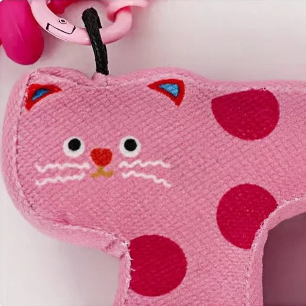 Pink Polka-Dot Cat Bag Charm Adorable Kitty Accessory for Gifts & Festive Cheer