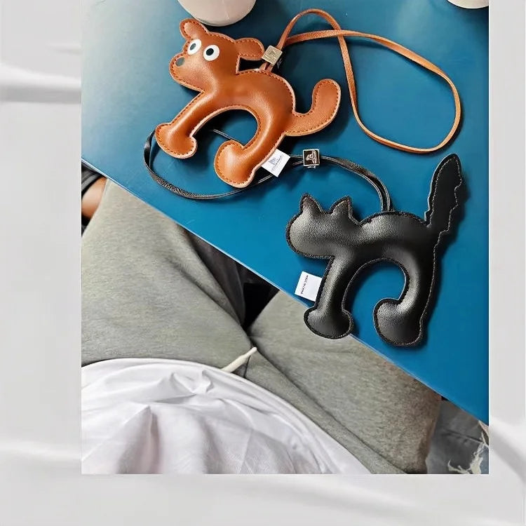 Leather Bag Charm – Playful Orange Cat Keychain Doll for Couples and Festive Gifting