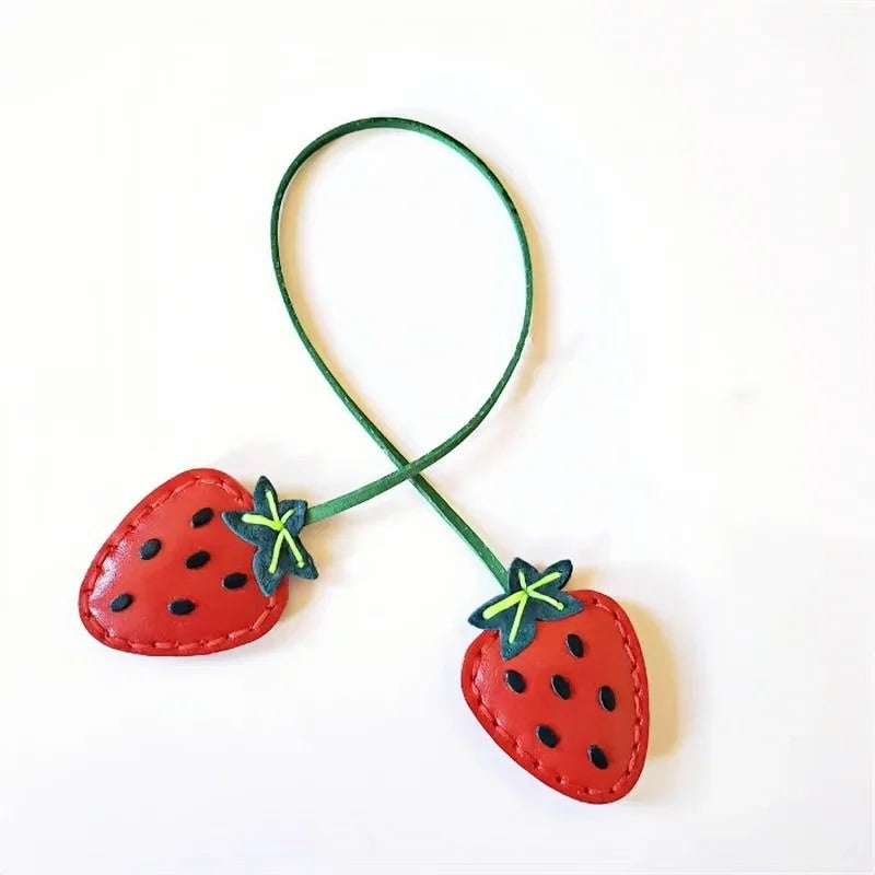 Strawberry Bag Charm | Fruit Lover Gift | Farmers’ Market Accessory | Kawaii Leather Handbag Sustainable Fashion