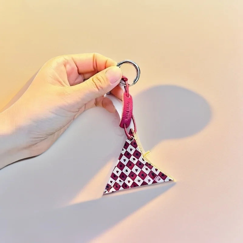 Premium Leather Printed Paper Airplane Charm – Creative and Minimalist Keychain and Bag Accessory Perfect for Holiday Gifting