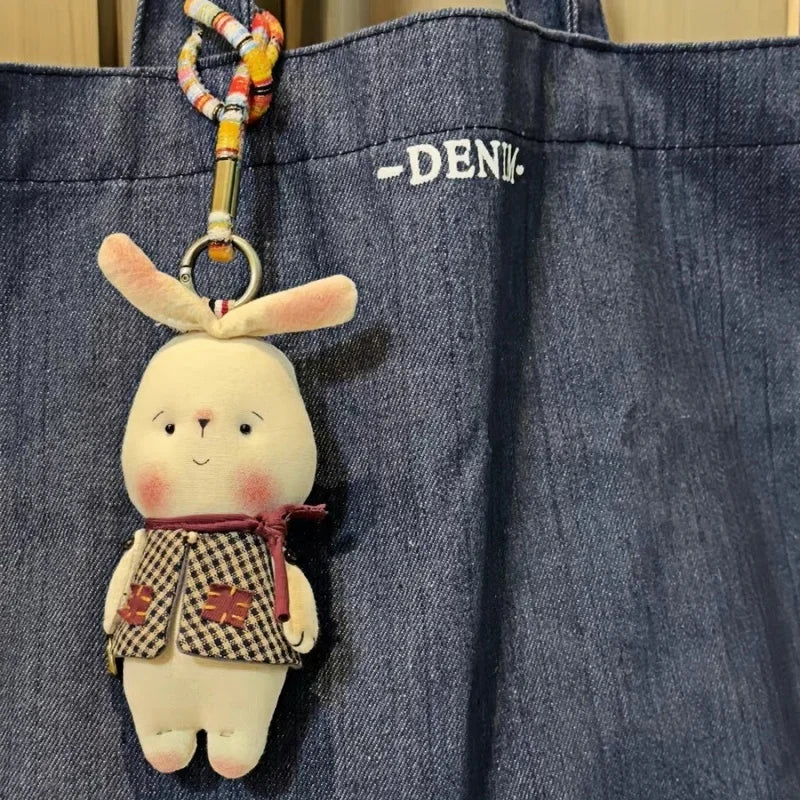 Vintage Handmade Plush Bunny Bag Charm Gift Keychain