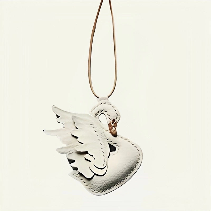 Elegant Black and White Swan Bag Charm – Original Design, Premium Leather, Handcrafted Accessory, Keychain for Women, Ideal for Unique Gifts