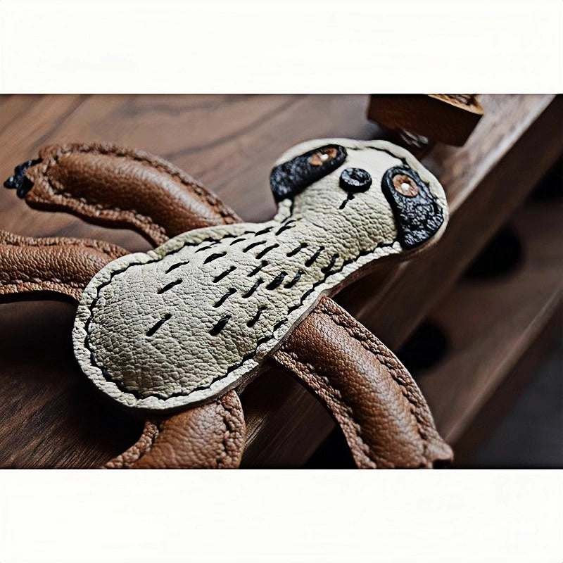 Designer Original Folivora Sloth Handmade Leather Bag Charm, Unique Keychain for Car or Bag, Small-Batch Artistic Accessory