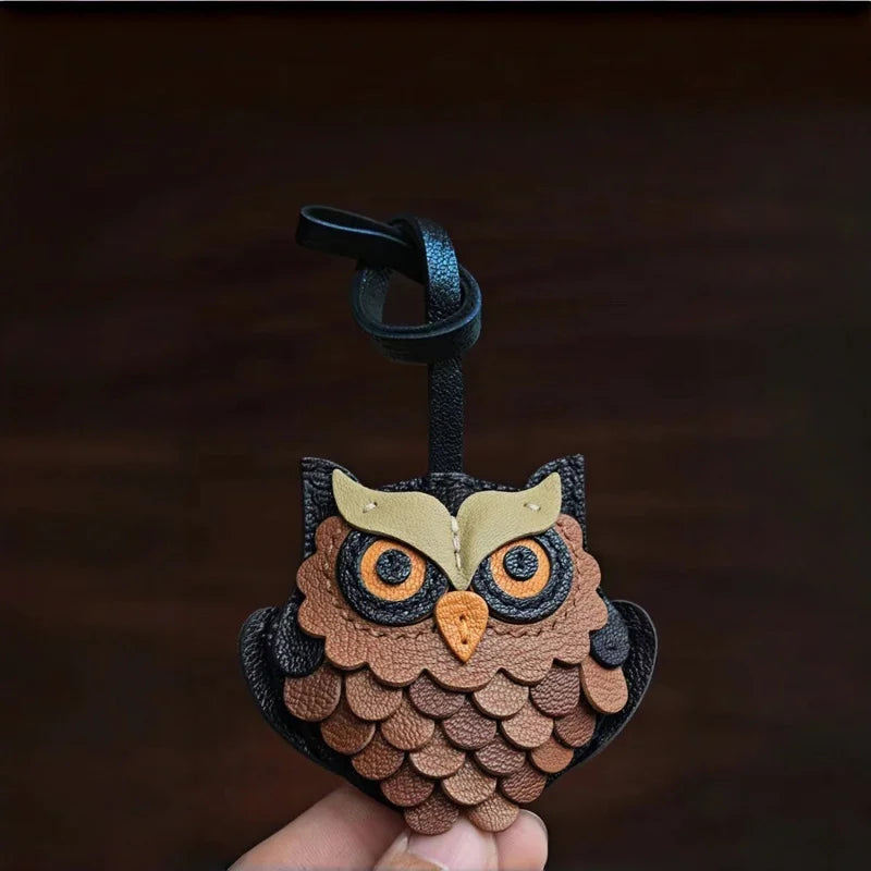 Handcrafted Owl Leather Bag Charm | Keychain | Premium Quality | Unique and Sophisticated Design