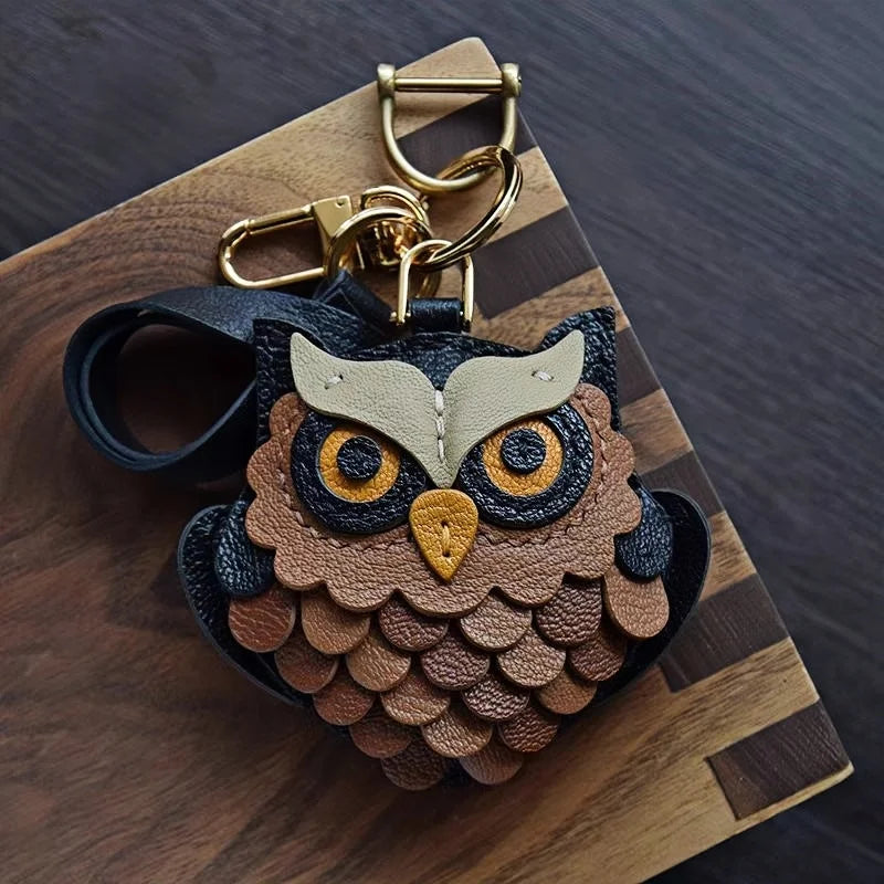 Handcrafted Owl Leather Bag Charm | Keychain | Premium Quality | Unique and Sophisticated Design