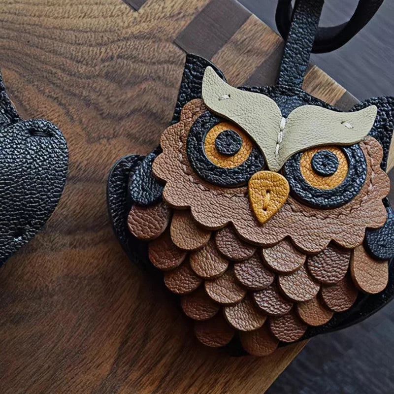 Handcrafted Owl Leather Bag Charm | Keychain | Premium Quality | Unique and Sophisticated Design