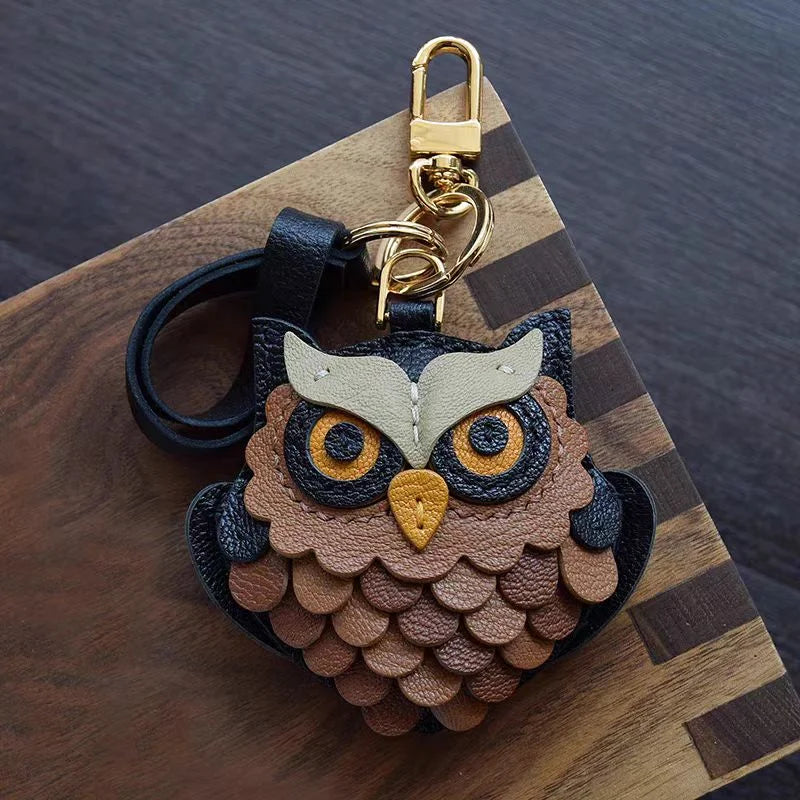 Handcrafted Owl Leather Bag Charm | Keychain | Premium Quality | Unique and Sophisticated Design