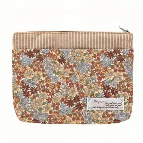 Original Sophisticated Floral Patchwork Embroidered Makeup Bag | Minimalist Cosmetic, Toiletry, and Handbag Organizer