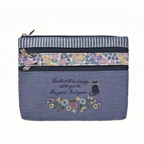 Original Sophisticated Floral Patchwork Embroidered Makeup Bag | Minimalist Cosmetic, Toiletry, and Handbag Organizer