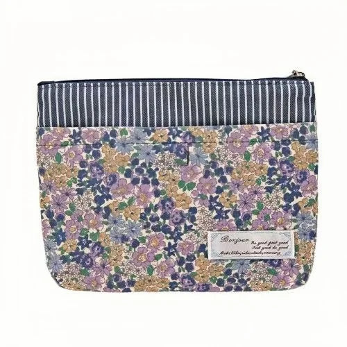 Original Sophisticated Floral Patchwork Embroidered Makeup Bag | Minimalist Cosmetic, Toiletry, and Handbag Organizer