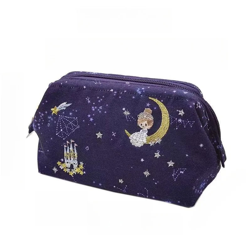 Whimsical Embroidered Fairy Princess Starry Sky Makeup Bag | Spacious and Portable Toiletry Organizer