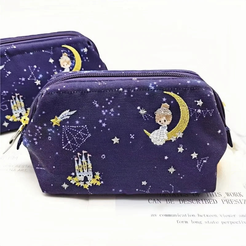 Whimsical Embroidered Fairy Princess Starry Sky Makeup Bag | Spacious and Portable Toiletry Organizer