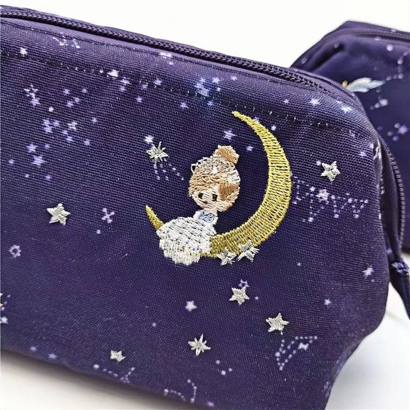 Whimsical Embroidered Fairy Princess Starry Sky Makeup Bag | Spacious and Portable Toiletry Organizer