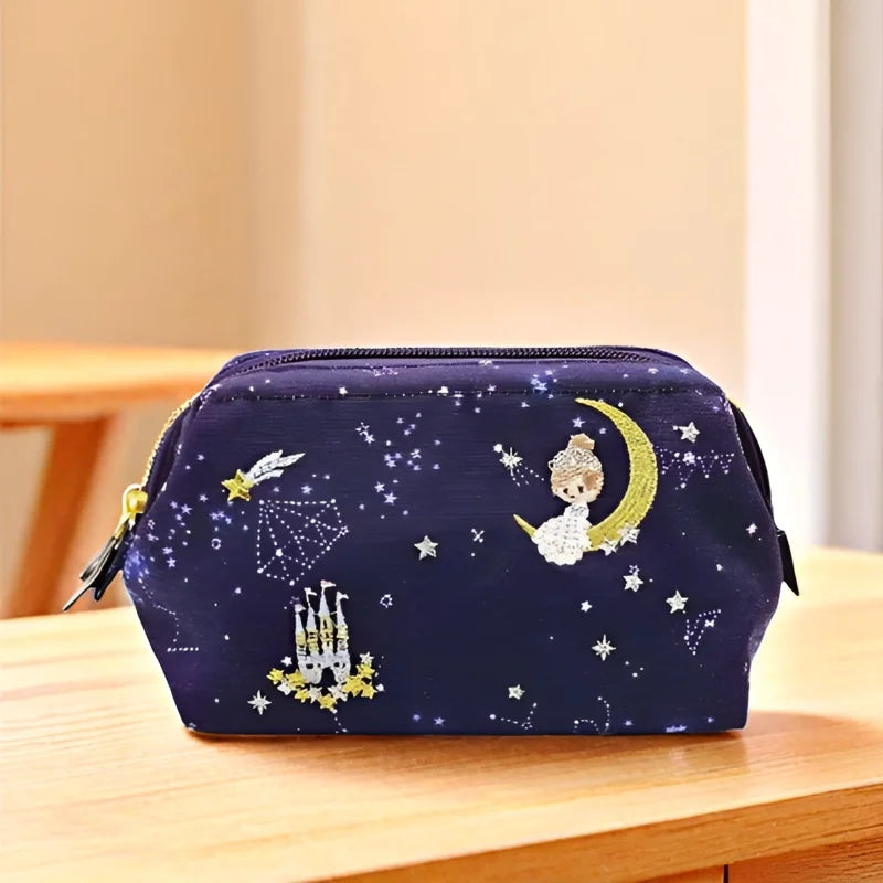 Whimsical Embroidered Fairy Princess Starry Sky Makeup Bag | Spacious and Portable Toiletry Organizer