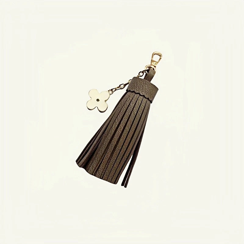 Elegant Long Lambskin Tassel Bag Charm – Handcrafted DIY Accessory for Women’s Handbags and Keys