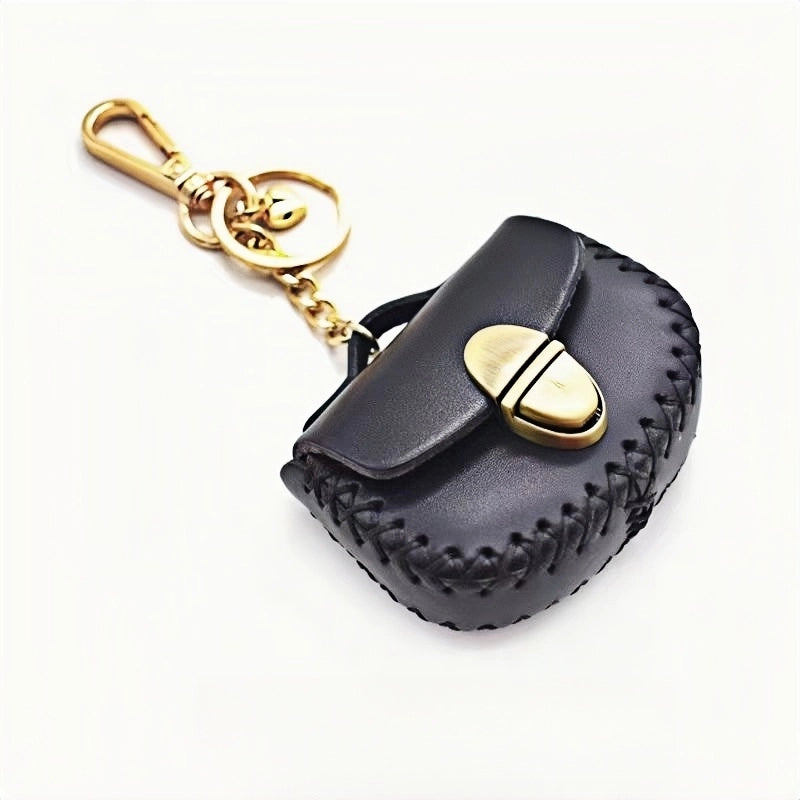 Nordic-Style Genuine Leather Earphone Case – Handmade Top-Grain Cowhide Bag Charm for AirPods or Coins, Creative and Minimalist Accessory