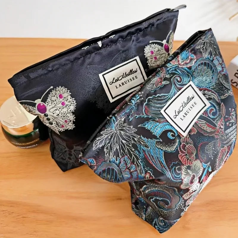 Exquisite Embroidered Butterfly Makeup Bag, Portable Travel Toiletry Organizer