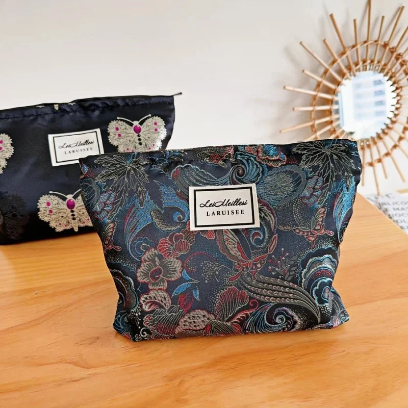 Exquisite Embroidered Butterfly Makeup Bag, Portable Travel Toiletry Organizer