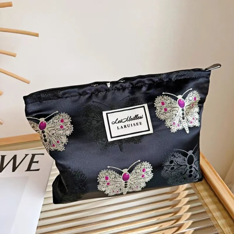 Exquisite Embroidered Butterfly Makeup Bag, Portable Travel Toiletry Organizer