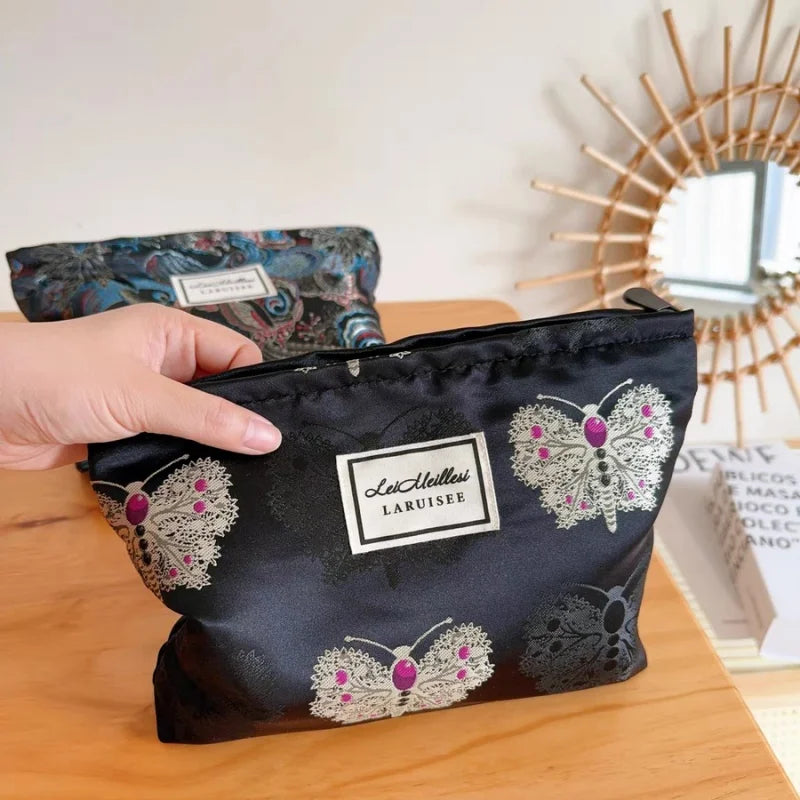 Exquisite Embroidered Butterfly Makeup Bag, Portable Travel Toiletry Organizer