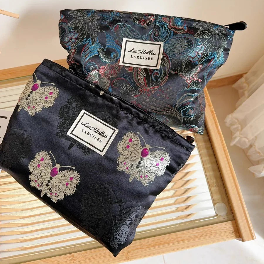 Exquisite Embroidered Butterfly Makeup Bag, Portable Travel Toiletry Organizer